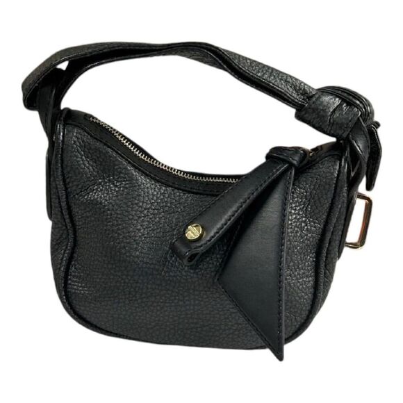 Borbonese Handbags - Authentic Borbonese Black Pebbled Leather Hobo Bag Italian Luxury Gold Hardware